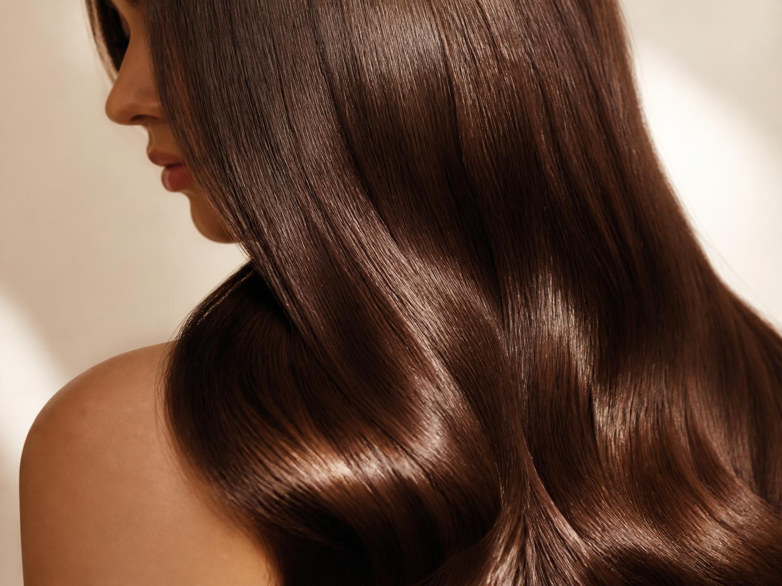 Professional salon result: glossy, smooth hair after a Vitta Gold service