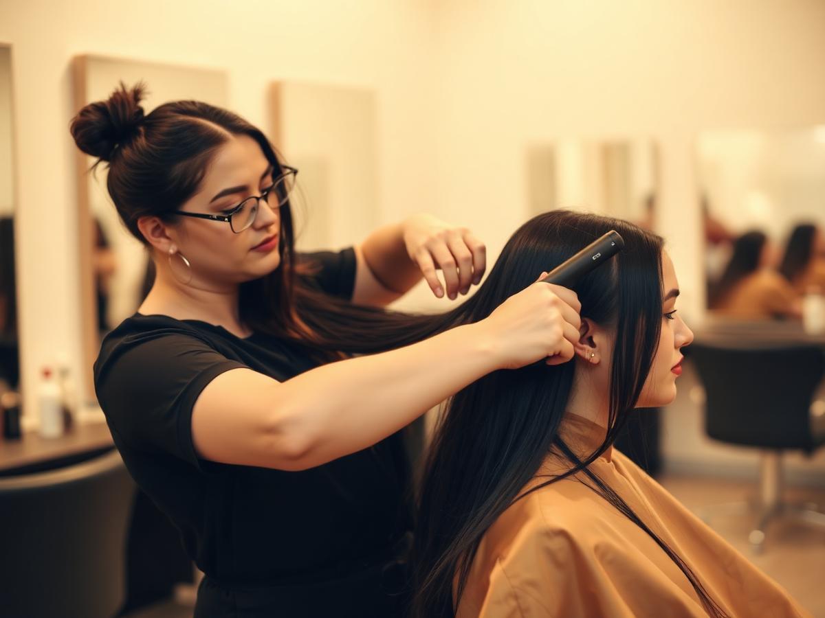 Close-up of smooth, glossy hair after a professional Vitta Gold treatment